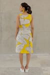 Shop_Silai Studio_Yellow Cotton, Linen Keyhole Neck Plantain Orchard Dress _at_Aza_Fashions