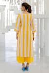 Shop_Silai Studio_Yellow Linen, Viscose V-neck Box Slit Kurta Set _at_Aza_Fashions