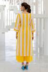 Shop_Silai Studio_Yellow Linen, Viscose V-neck Lemonberry Box Slit Kurta _at_Aza_Fashions