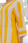 Shop_Silai Studio_Yellow Linen, Viscose V-neck Lemonberry Box Slit Kurta 
