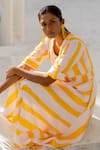 Shop_Silai Studio_Yellow Linen, Viscose V-neck Lemonberry Drawcord Dress 