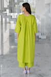 Shop_Silai Studio_Green Linen, Viscose Round Neck Avocado Kurta Set _at_Aza_Fashions