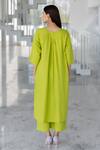 Shop_Silai Studio_Green Linen, Viscose Round Neck Avocado Kurta _at_Aza_Fashions