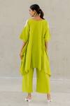 Shop_Silai Studio_Green Linen, Viscose Applique Round Neck Sunflower Tunic _at_Aza_Fashions