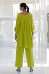 Shop_Silai Studio_Green Cotton V-neck Matcha Co-ord Pant Set _at_Aza_Fashions