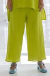 Shop_Silai Studio_Green Cotton V-neck Matcha Co-ord Pant Set 