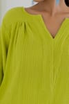 Buy_Silai Studio_Green Cotton V-neck Matcha Co-ord Pant Set _Online