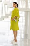 Buy_Silai Studio_Green Cotton V-neck Matcha Designer Dress _Online_at_Aza_Fashions