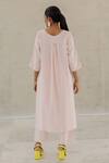 Shop_Silai Studio_Pink Linen, Viscose Round Neck Oyster Kurta Set _at_Aza_Fashions