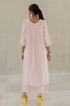 Shop_Silai Studio_Pink Linen, Viscose Round Neck Oyster Kurta _at_Aza_Fashions