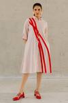 Buy_Silai Studio_Pink Linen, Viscose Collared Oyster Wave Dress _at_Aza_Fashions