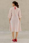 Shop_Silai Studio_Pink Linen, Viscose Collared Oyster Wave Dress _at_Aza_Fashions