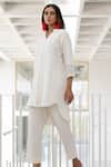 Shop_Silai Studio_White Cotton Collared Vanilla Mist Co-ord Pant Set _Online_at_Aza_Fashions
