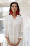 Shop_Silai Studio_White Cotton Collared Vanilla Mist Co-ord Pant Set 