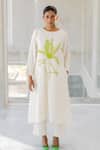 Buy_Silai Studio_White Cotton Embroidery Round Neck Vanilla Mist Kurta Set _at_Aza_Fashions