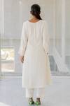 Shop_Silai Studio_White Cotton Embroidery Round Neck Vanilla Mist Kurta Set _at_Aza_Fashions