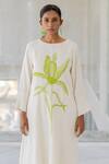 Silai Studio_White Cotton Embroidery Round Neck Vanilla Mist Kurta Set _at_Aza_Fashions