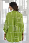 Shop_Silai Studio_Green Viscose, Silk Collared Terra Bandhej Shirt _at_Aza_Fashions