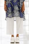 Silai Studio_Blue Chanderi Embroidery Collared Wildflower Bandhej Tunic Set _Online_at_Aza_Fashions