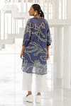 Shop_Silai Studio_Blue Chanderi Embroidery Collared Wildflower Bandhej Tunic _at_Aza_Fashions