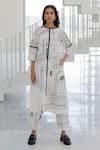 Buy_Silai Studio_White Poplin Round Neck Designer Arches And Avenues Kurta Set _at_Aza_Fashions