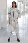 Shop_Silai Studio_White Poplin Round Neck Arches And Avenues Designer Kurta _Online_at_Aza_Fashions