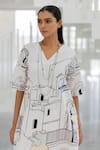Shop_Silai Studio_White Poplin Embroidery V-neck Sunlit Vistas Kurta Set 