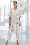 Shop_Silai Studio_White Poplin Embroidery V-neck Sunlit Vistas Kurta 