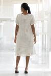 Shop_Silai Studio_White Mesh Round Neck Vanilla Dress _at_Aza_Fashions