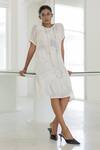 Buy_Silai Studio_White Mesh Round Neck Vanilla Dress _Online_at_Aza_Fashions