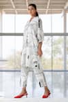 Buy_Silai Studio_White Silk, Voile Collared Mediterranean Lanes Co-ord Set _Online_at_Aza_Fashions