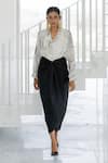 Buy_Silai Studio_White Silk, Voile Collared, Button-down Neck Arched Doorways Skirt Set _at_Aza_Fashions