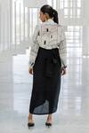 Shop_Silai Studio_White Silk, Voile Collared, Button-down Neck Arched Doorways Skirt Set _at_Aza_Fashions