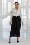 Buy_Silai Studio_White Silk, Voile Collared, Button-down Neck Arched Doorways Skirt Set _Online_at_Aza_Fashions