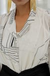 Shop_Silai Studio_White Silk, Voile Collared, Button-down Neck Arched Doorways Skirt Set _Online_at_Aza_Fashions