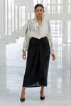 Buy_Silai Studio_White Silk, Voile Collared Arched Doorways Shirt And Slip Set _at_Aza_Fashions