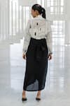 Shop_Silai Studio_White Silk, Voile Collared Arched Doorways Shirt And Slip Set _at_Aza_Fashions