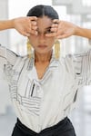 Shop_Silai Studio_White Silk, Voile Collared Arched Doorways Shirt And Slip Set _Online_at_Aza_Fashions