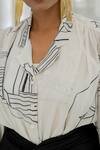 Silai Studio_White Silk, Voile Collared Arched Doorways Shirt And Slip Set _at_Aza_Fashions