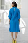 Shop_Silai Studio_Blue Poplin Collared Seafoam Dress _at_Aza_Fashions