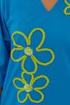 Buy_Silai Studio_Blue Poplin Embroidery V-neck Seafoam Floral Kurta Set 
