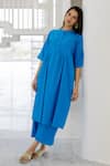 Shop_Silai Studio_Blue Poplin Mandarin Collar Azure Horizon Tunic Co-ord Set _at_Aza_Fashions