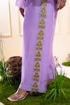 The White Tree Studio_Purple Chanderi Embroidery, Applique Round Lilac Front Gathers Pant Co-ord Set _Online