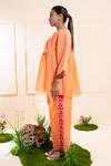 Buy_The White Tree Studio_Peach Chanderi Embroidery, Applique Round Neck Front Gathers Set 