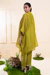 Buy_The White Tree Studio_Green Chanderi Applique, Embroidery Round Neck Moss Pleated Panel Set _Online_at_Aza_Fashions