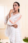 Buy_The White Tree Studio_White Chanderi Embroidery, Applique Round Neck, Cascading Pant Co-ord Set _Online