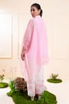 Shop_The White Tree Studio_Pink Chanderi Applique, Embroidery Collared Blush Kaftan And Pant Set _at_Aza_Fashions
