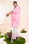Buy_The White Tree Studio_Pink Chanderi Applique, Embroidery Collared Blush Kaftan And Pant Set _Online_at_Aza_Fashions