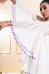 The White Tree Studio_White Chanderi Embroidery, Cut Work, Applique V-neck Smocking Co-ord Set _Online_at_Aza_Fashions