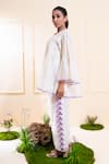 Shop_The White Tree Studio_White Chanderi Embroidery, Cut Work, Applique V-neck Smocking Co-ord Set _Online_at_Aza_Fashions